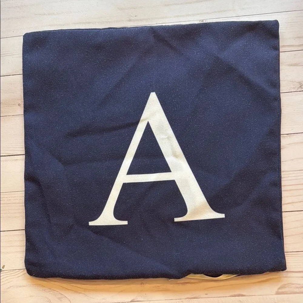 Monogrammed Navy Blue Pillow Cushion Cover with White Letter A